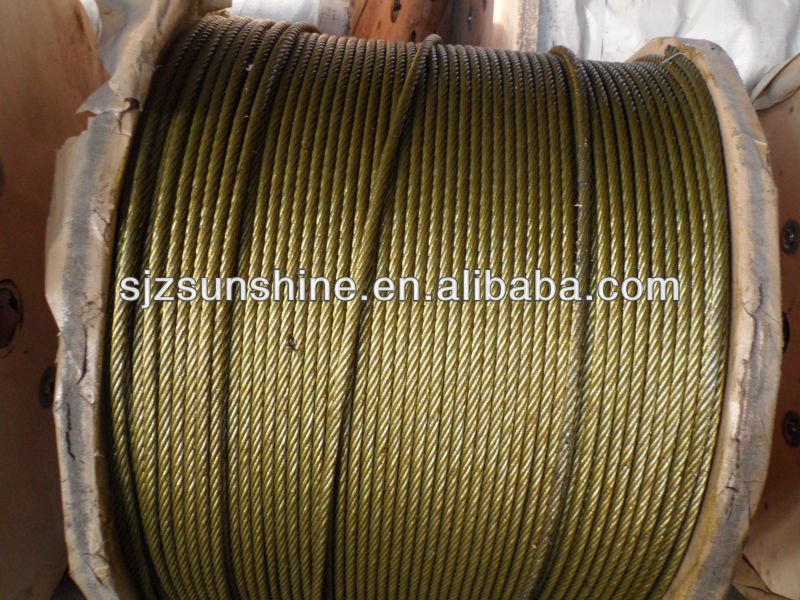 cable de aceiro 6x19 + FC CABLE DE ACERO GALVANIZADO equipos de elevación e engrenaxe