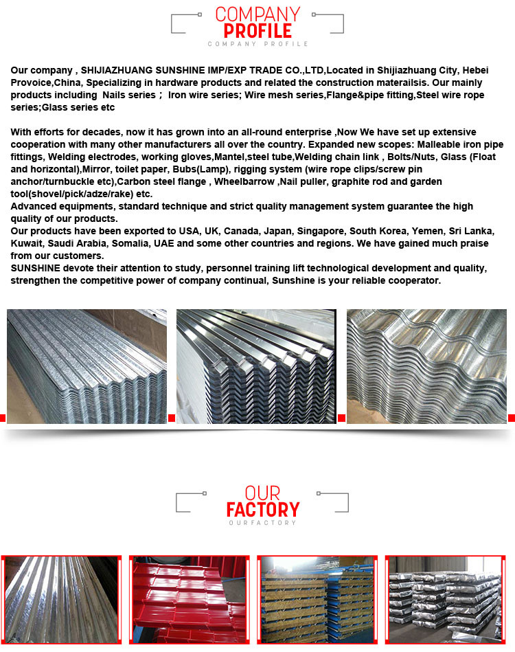 Corrugated plastic roofing sheet sizes galvanized sheet